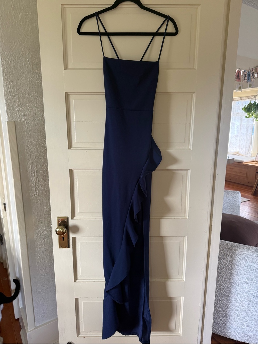 Navy Ruffle Maxi Dress